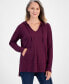 ფოტო #1 პროდუქტის Women's Waffle-Knit Hoodie Tunic, Created for Macy's