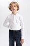 Erkek Çocuk Regular Fit Polo Yaka Pike Uzun Kollu Polo Tişört