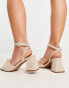 Фото #4 товара ASOS DESIGN Wide Fit Hayden knotted mid heeled sandals in natural fabrication