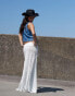 Фото #4 товара ASOS DESIGN lace seamed maxi skirt in white