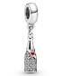 Cubic Zirconia Sparkling Wine Bottle Dangle Charm