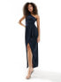 Фото #1 товара TFNC Bridesmaids one shoulder maxi dress with pleated detail in navy