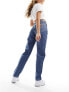 Wrangler mom straight fit jeans in mid blue