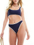 4th & Reckless florence contrast trim bikini bottom in navy