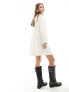 Фото #3 товара ASOS DESIGN v neck long sleeve mini sweat dress in white