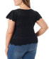 Фото #2 товара Trendy Plus Size Jette Pointelle Short-Sleeve Sweater Top