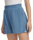 Фото #3 товара Women's Smocked-Waist Double-Crepe Pull-On Cotton Shorts