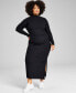 Фото #1 товара Plus Size Ribbed High-Neck Midi Bodycon Dress