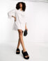 ASOS DESIGN cotton mini smock shirt dress with pephem in white