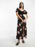 Фото #4 товара ASOS DESIGN crochet bardot midi dress in dark based floral print