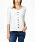 JM Collection Women's Mixed Buttons Knit Top Bright White PS