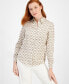 ფოტო #1 პროდუქტის Anna Klein Women's Long-Sleeve Button-Down Blouse