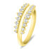 Fashion gold-plated ring with clear zircons RI120Y