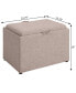 Фото #4 товара 22.75" Faux Linen Accent Storage Ottoman with Tray