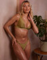 Фото #4 товара Wolf & Whistle X Emily Hughes Fuller Bust high leg bikini bottom in olive green high shine