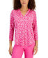 Women's Printed 3/4 Sleeve V-Neck Top, Created for Macy's