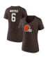 Фото #2 товара Women's Baker Mayfield Brown Cleveland Browns Player Icon Name and Number V-Neck T-shirt