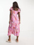 Фото #2 товара Miss Selfridge lace up patchwork maxi dress in pink