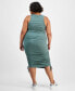 Фото #2 товара Trendy Plus Size Ribbed Side-Ruched Racerback Bodycon Dress