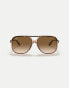 Фото #3 товара Ray-Ban bill square sunglasses in gold with brown lens in dark brown in transparent brown