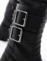 Фото #3 товара ASOS DESIGN chunky boots in black faux leather with padding and buckle details