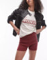 Фото #4 товара Topshop acid wash rib knicker short in burgundy