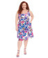 ფოტო #1 პროდუქტის Plus Size Floral-Print Square-Neck Dress