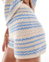 Фото #4 товара ASOS DESIGN oversized knitted beach co ord shirt in blue & cream