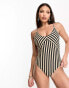 Фото #6 товара Vero Moda Tall tie shoulder swimsuit in cream and black stripe