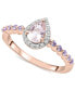 ფოტო #1 პროდუქტის Morganite (1/3 ct. t.w.), Rose de France Amethyst (1/3 ct. t.w.) & Diamond Halo Ring in 14k Rose Gold