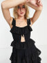 Фото #3 товара Reclaimed Vintage maxi smock dress with tiers in black