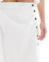 SNDYS linen look button detail thigh split maxi skirt co-ord in white