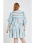 Women's Plus size Striped Blouson Mini Dress