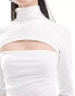 Daisy Street long sleeved cut out top in white