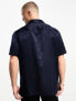 ASOS DESIGN boxy oversized shirt in navy sandwashed satin