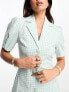 Urban Revivo button front shirt dress in light green check