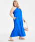 Фото #3 товара Plus Size Linen-Blend Maxi Dress, Created for Macy's
