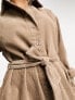 ASOS DESIGN cord belted shirt dress in brown 40 - фото #7