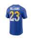 Men's Kyren Williams Royal Los Angeles Rams Player Name and Number T-shirt