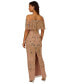 Фото #2 товара Women's Beaded Mesh Cold-Shoulder Gown