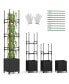 Raised Garden Bed with Obelisk Trellis and 3 Heights & Detachable PE-Coated Metal Tubes-Black