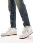 Polo Ralph Lauren Masters sport suede mix trainer with logo in beige and brown