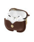 Фото #3 товара Brown Leather Apple AirPods Case with Gold-Tone Snap Closure and Carabiner Clip
