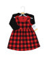 Toddler Girls Hudson Cotton Dress and Cardigan Set, Gold Heart Buffalo Plaid