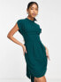 Closet London belted tie waist mini dress in emerald green