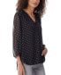 Women's V-Neck Pleat Front 3/4 Sleeve Tunic