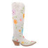 Фото #1 товара Dingo Flower Power Embroidered Floral Snip Toe Cowboy Womens White Casual Boots