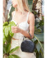 ფოტო #3 პროდუქტის Women's Leather Croco Embossed Hatter Bag (Black)