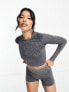 Фото #1 товара ASOS 4505 Icon seamless rib long sleeve crop top in washed grey