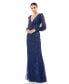Фото #1 товара Women's Sequined Wrap Over Bishop Sleeve Gown
